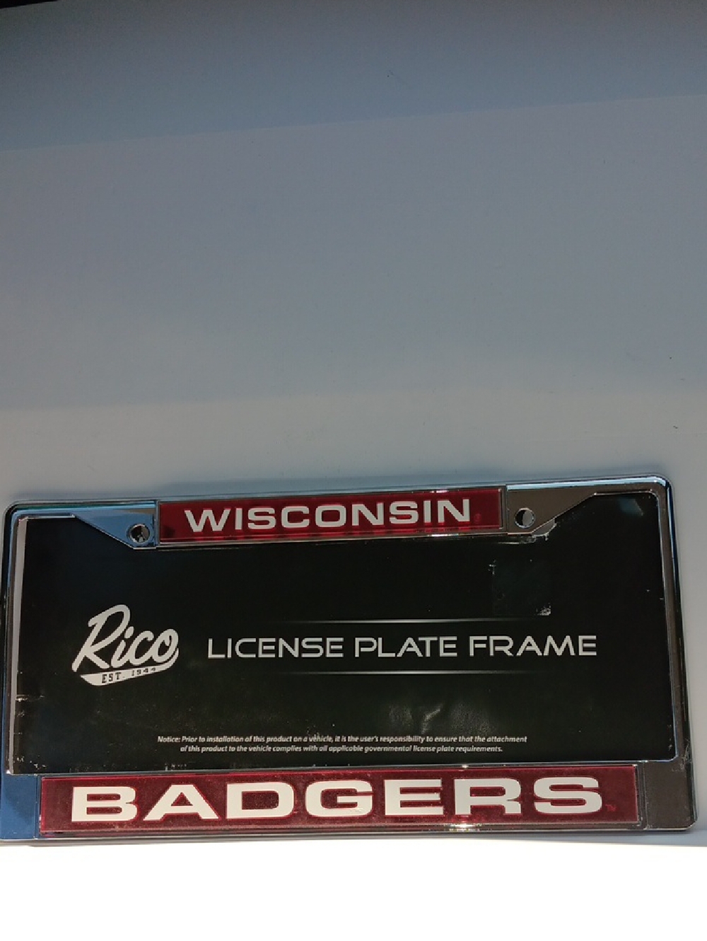 Wisconsin Badgers License Plate Frame - Red and Chrome